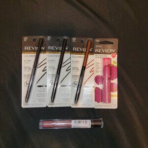 REVLON Lot Of 5 ColorStay 201 208 Pencil Eyeliner Kiss Balm Berry Topaz Blk 035